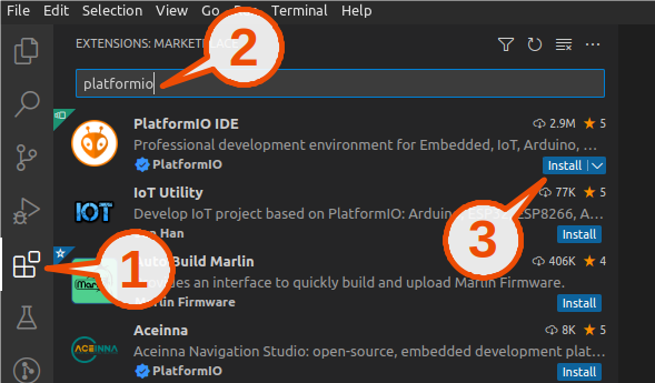 Install PlatformIO IDE